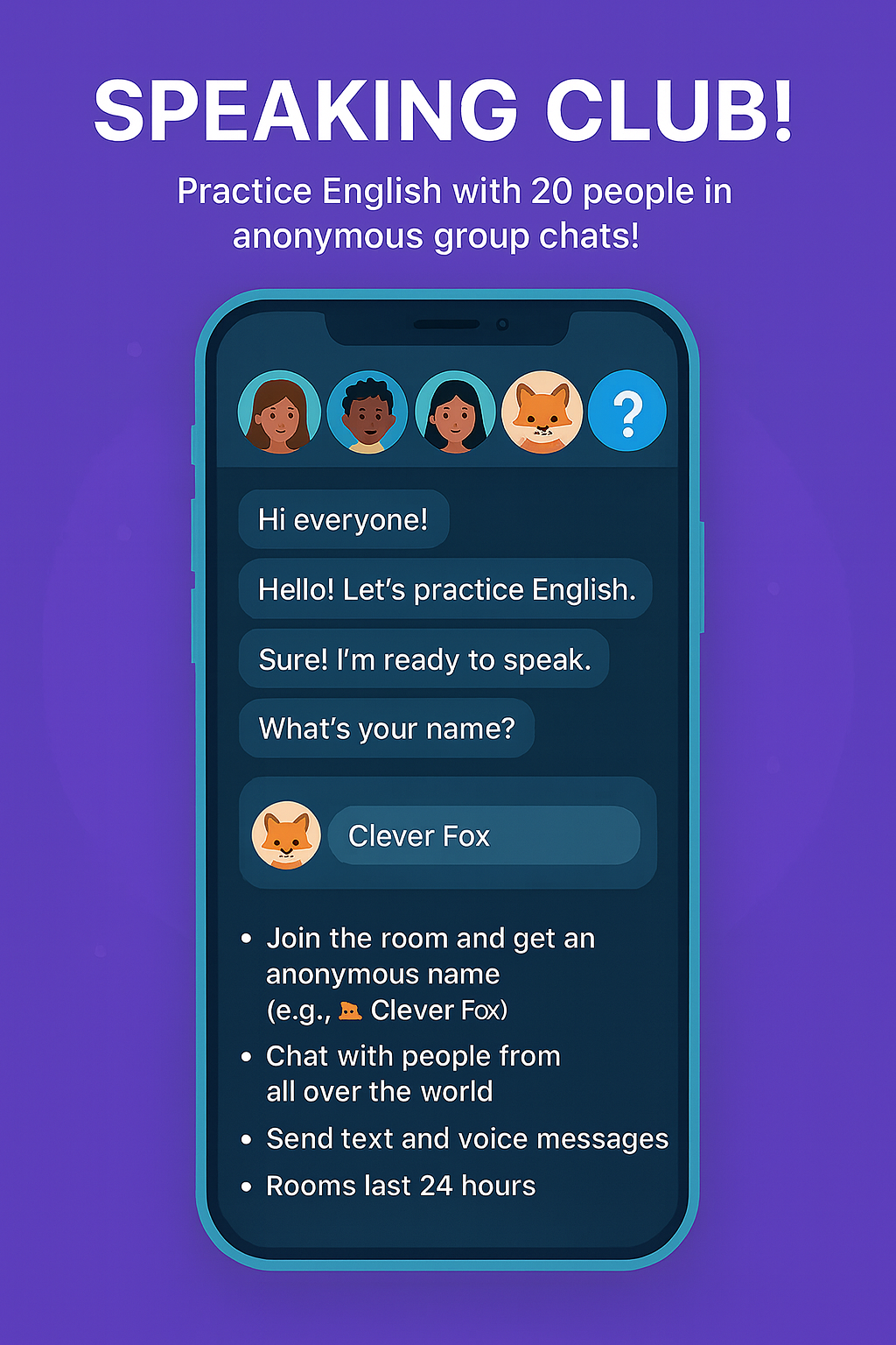 Icon for Speaking Club anonymous group chats