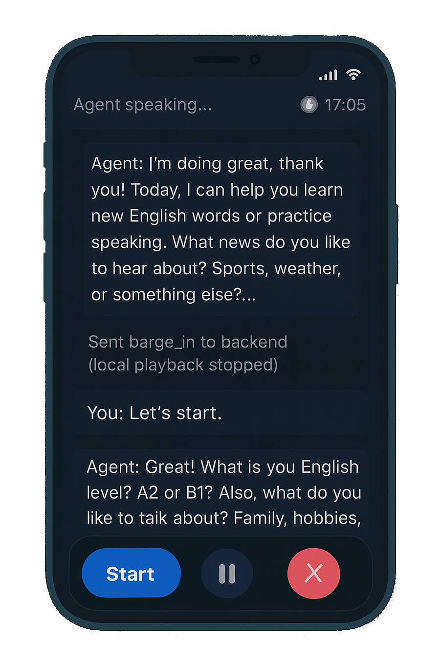 Julia AI English Tutor conversation preview